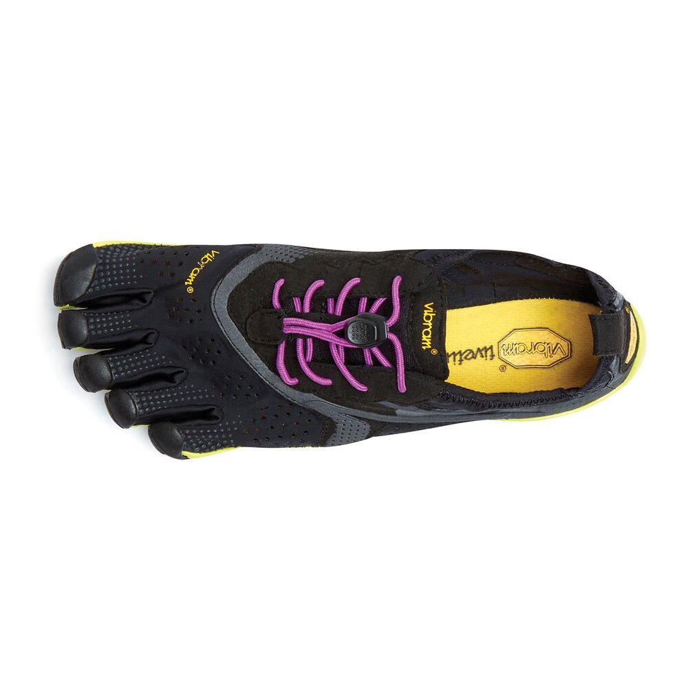 Vibram FiveFingers Dame Løbesko Sort/Gul/Lilla - V-Run - 2971KZJWP